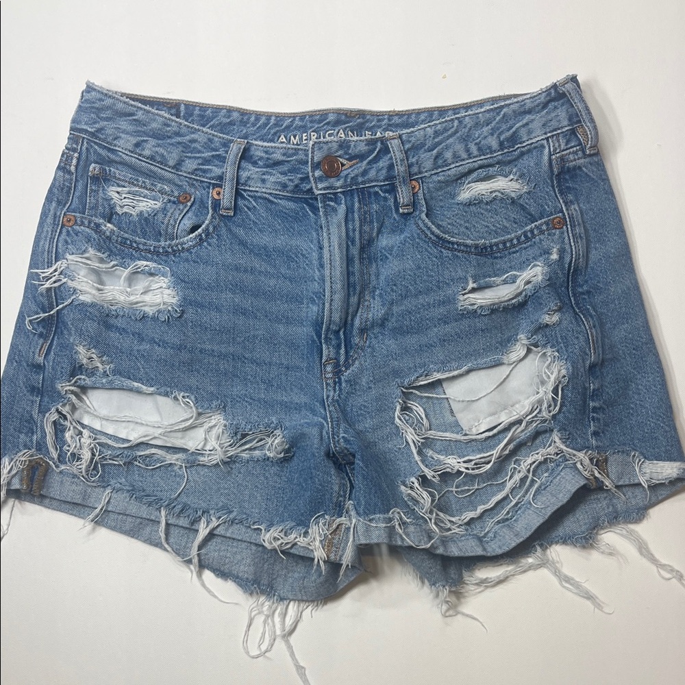 American Eagle Outfitters Light Blue Distressed Denim Cutoff Shorts